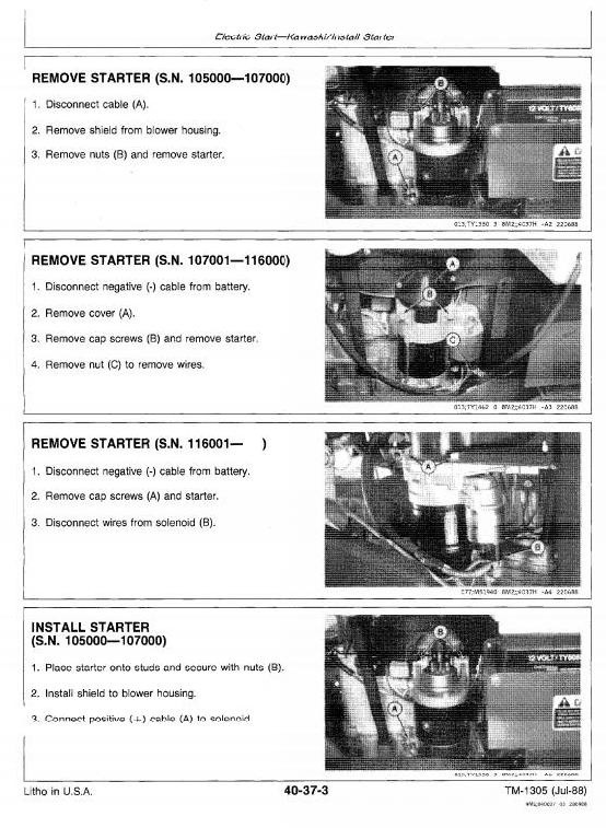 John Deere Commercial Walk-Behind Mowers 32, 36, 48, 52 inch Workshop Service Manual (tm1305)