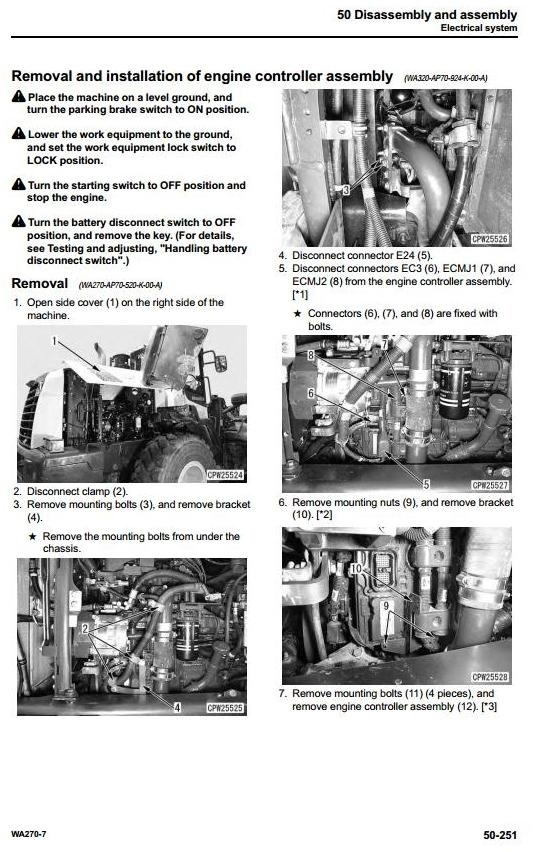 Komatsu Wheel Loader WA270-7 USA sn:A27001 and up Workshop Service Manual