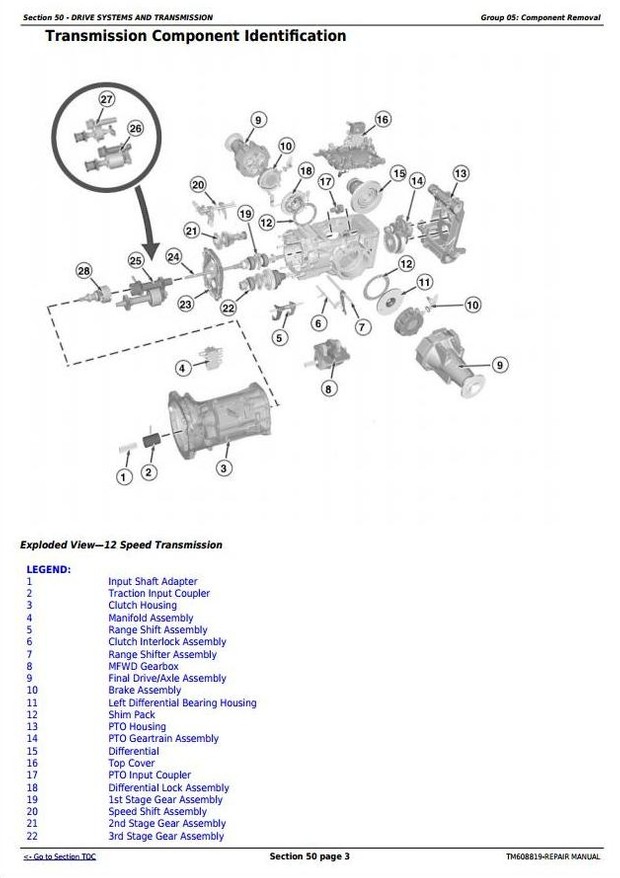 John Deere 6100D, 6110D, 6115D, 6125D & 6130D Tractors Service Repair Manual (TM608819)