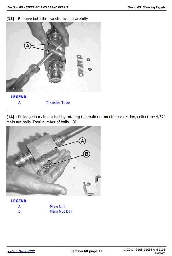 John Deere 5103, 5103S And 5203 Tractors Technical Repair Manual (tm2041)