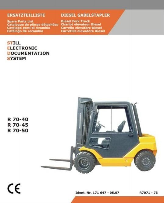 Still Diesel Fork Truck R70-40D, R70-45D, R70-50D: R7071, R7072, R7073 Parts Manual