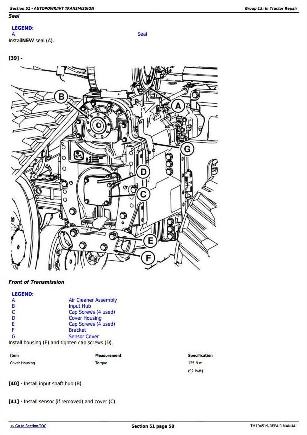 John Deere 8295RT, 8320RT, and 8345RT (SN: 900101- 907100) Tractors Service Repair Manual (TM104519)