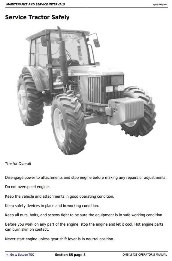 John Deere 904, 1054, 1204 and 1354 2WD or MFWD China Tractors Operator's Manual (OMSJ16423)