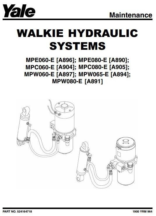 Yale Pallet Truck MPE060E, MPE080E, MPW060E, MPW065E, MPW080E Workshop Service Manual