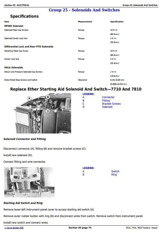 John Deere 7610, 7710, 7810 2WD or MFWD Tractors Service Repair Manual (TM1651)