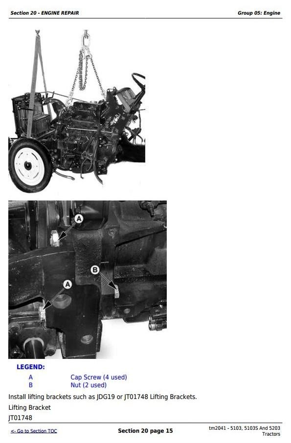 John Deere 5103, 5103S And 5203 Tractors Technical Repair Manual (tm2041)