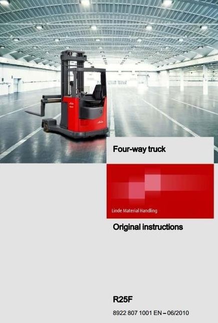 Linde / Atlet Electric Reach Truck Type 8922-R25F Operating Instructions (User Manual)