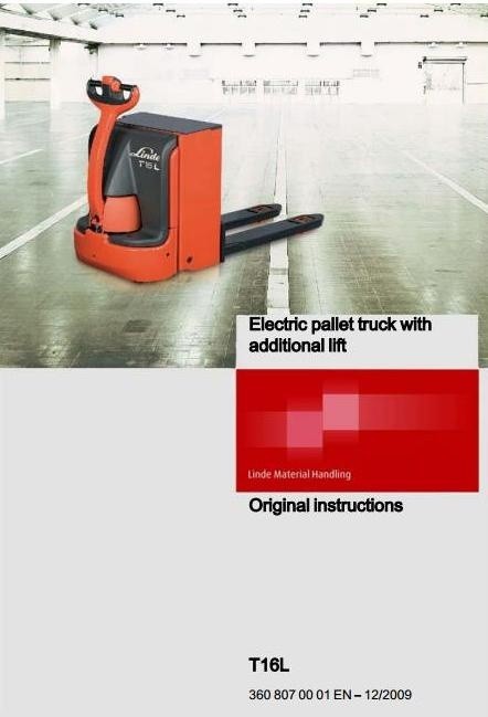 Linde Electric Pallet Truck Type 360: T16L Operating Instructions (User Manual)