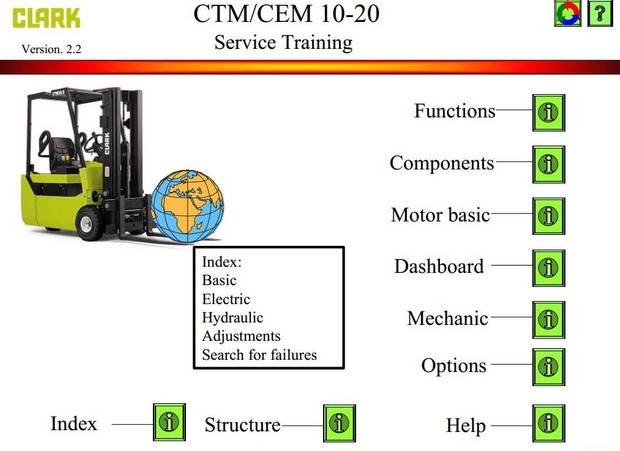 Clark Electric Forklift Truck CEM10, CEM12, CEM16, CEM20, CTM10, CTM12, CTM16, CTM20 Service Manual