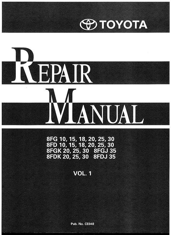 Toyota Diesel Forklift Truck 8FD10/15/18/20/25/30, 8FDJ35, 8FDK20/25/30 Workshop Service Manual
