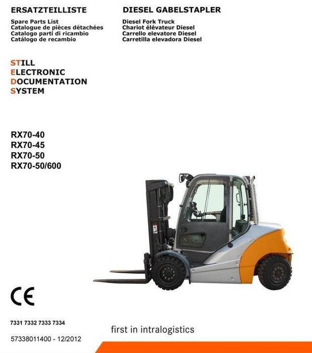 Still Diesel Forklift Truck Type RX70-40D, RX70-45D, RX70-50D: 7331, 7332, 7333, 7334 Parts Manual