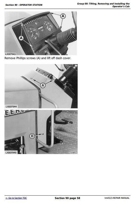 John Deere 6200, 6200L, 6300, 6300L, 6400, 6400L, 6500, 6500L Tractors Service Repair Manual(tm4523)
