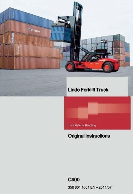 Linde Container Handler Type 356: C400 Operating Instructions (User Manual)