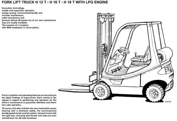 Linde LPG Forklift Truck 350 Series: H12, H16, H18 Operating Instructions (User Manual)