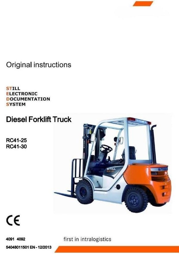 Still Diesel Truck RC41-25, RC41-30: 4091, 4092 Operating and Maintenance Instructions