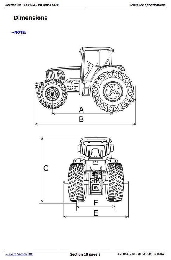 John Deere 6415, 6615 Classic, 6110E, 6125E South America Tractors Repair Manual (TM800419)