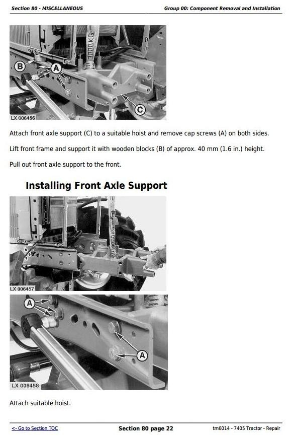 John Deere 7405 Tractor Service Repair Manual (tm6014)