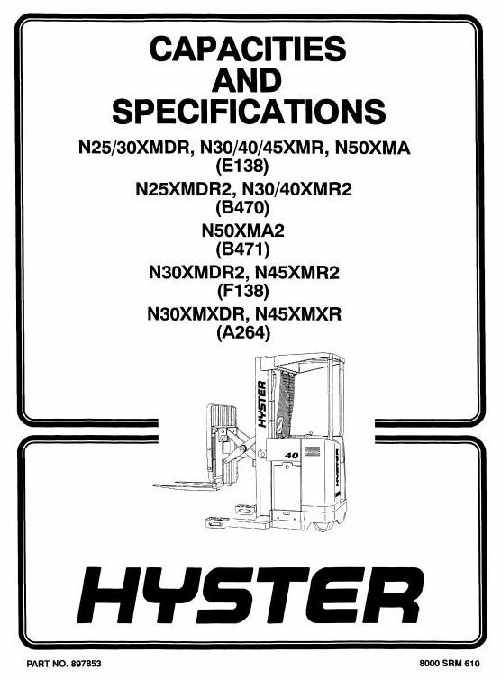 Hyster Truck E138: N25XMDR, N30XMDR, N30XMR, N40XMR, N45XMR, N50XMA Workshop Manual