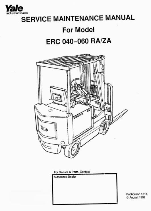Yale Sit Down Rider RA, ZA Series: ERC040, ERC050, ERC060 Workshop Manual