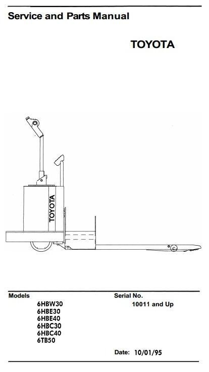 Toyota Truck 6HBC30, 6HBC40, 6HBE30, 6HBE40, 6HBW30, 6TB50 SN 10011-20010 Service Manual