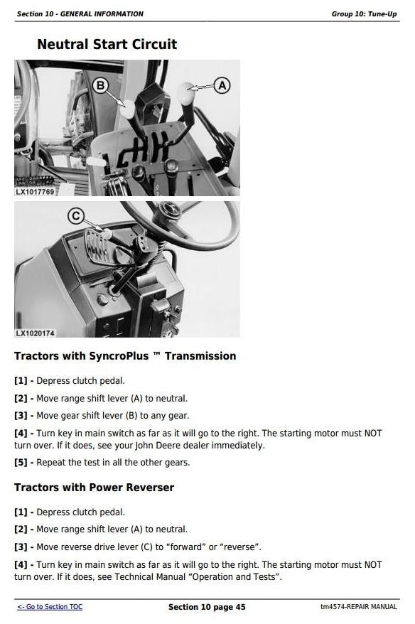 John Deere 6110( ,L), 6210( ,L), 6310( ,L,S), 6410( ,L,S), 6510(L,S) Tractors Repair Manual (tm4574)