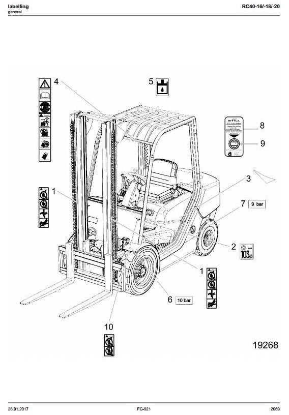 Still Diesel Forklift Truck RC40-16, RC40-18, RC40-20: 4012, 4013, 4021 Parts Manual