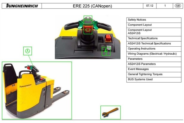 Jungheinrich Electric stacker Type ERE 225 (from 10.2007) Workshop Service Manual