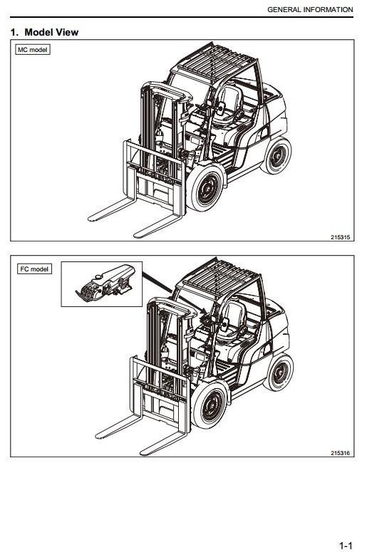 Mitsubishi Diesel Forklift Truck FD40N, FD45N, FD50N, FD50CN, FD55N Workshop Service Manual