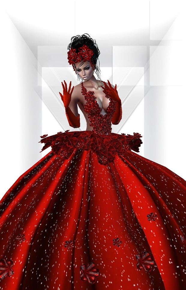 The Star Gown+Gloves+Head Flowers
