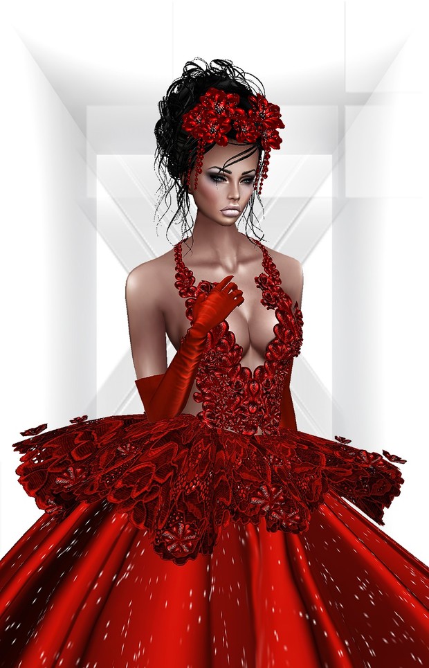 The Star Gown+Gloves+Head Flowers