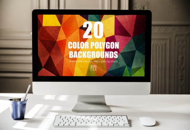 20 Color Polygon Backgrounds - 02 Styles