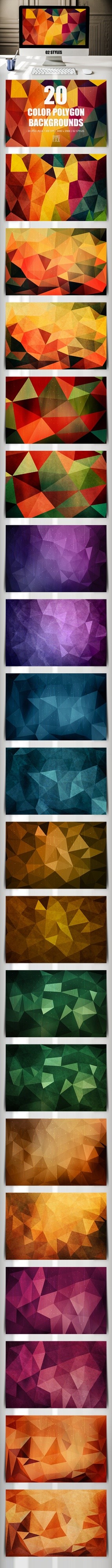 20 Color Polygon Backgrounds - 02 Styles