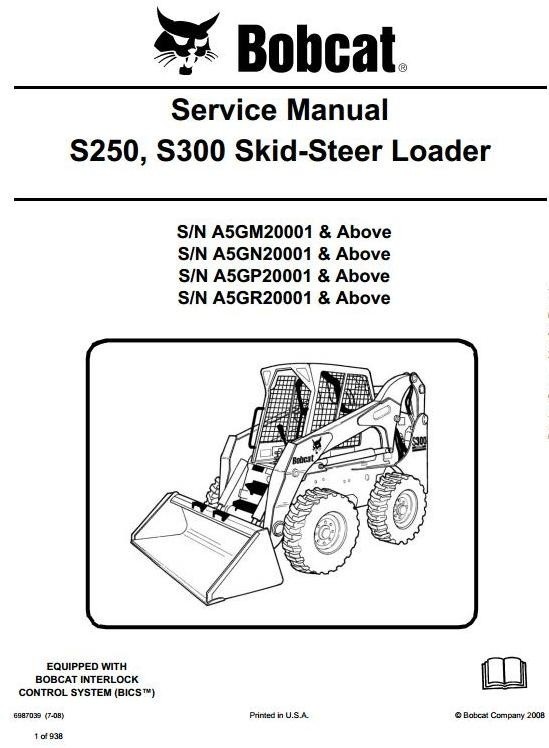 Bobcat Skid Steer Loader S250 S300 S N A5gm A5gn A5g