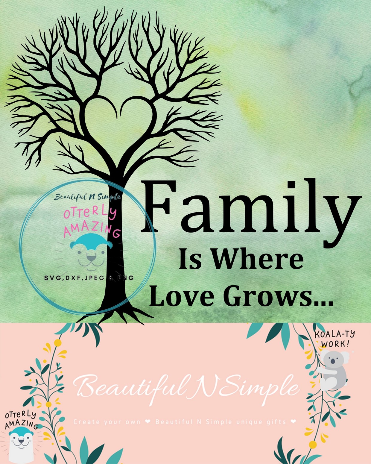 Download Family is Where Love Grows, Family Tree, SVG DXF File - BeautifulNSimple