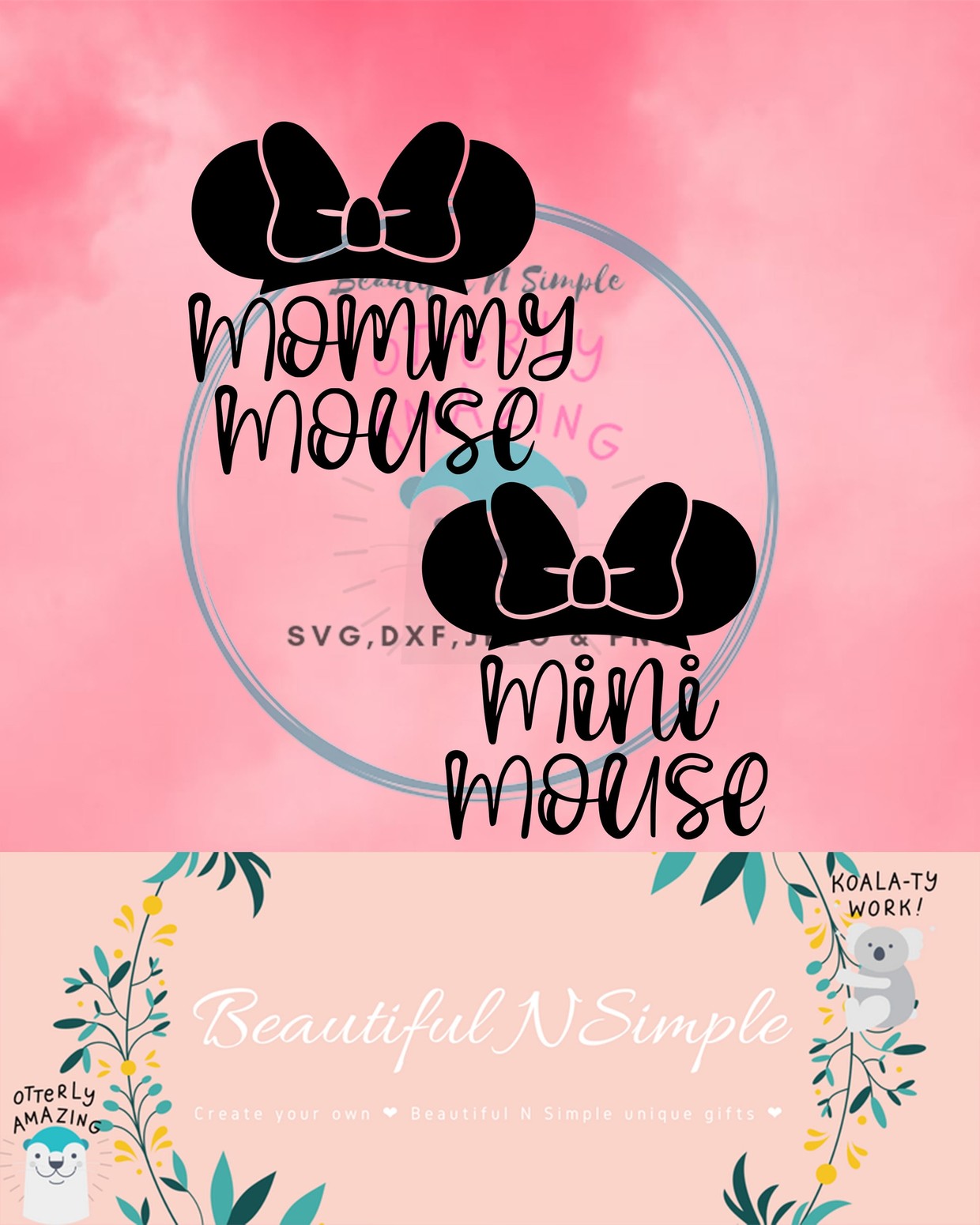 Download Mommy Mouse and Mini Mouse SVG and DXF File Minnie Mou ...