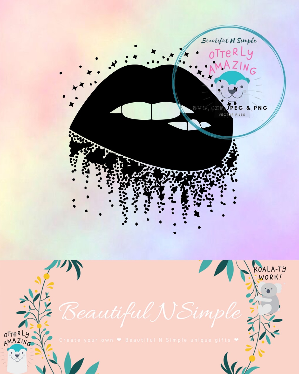 Biting Lips Glitter Mouth SVG DXF File - BeautifulNSimple