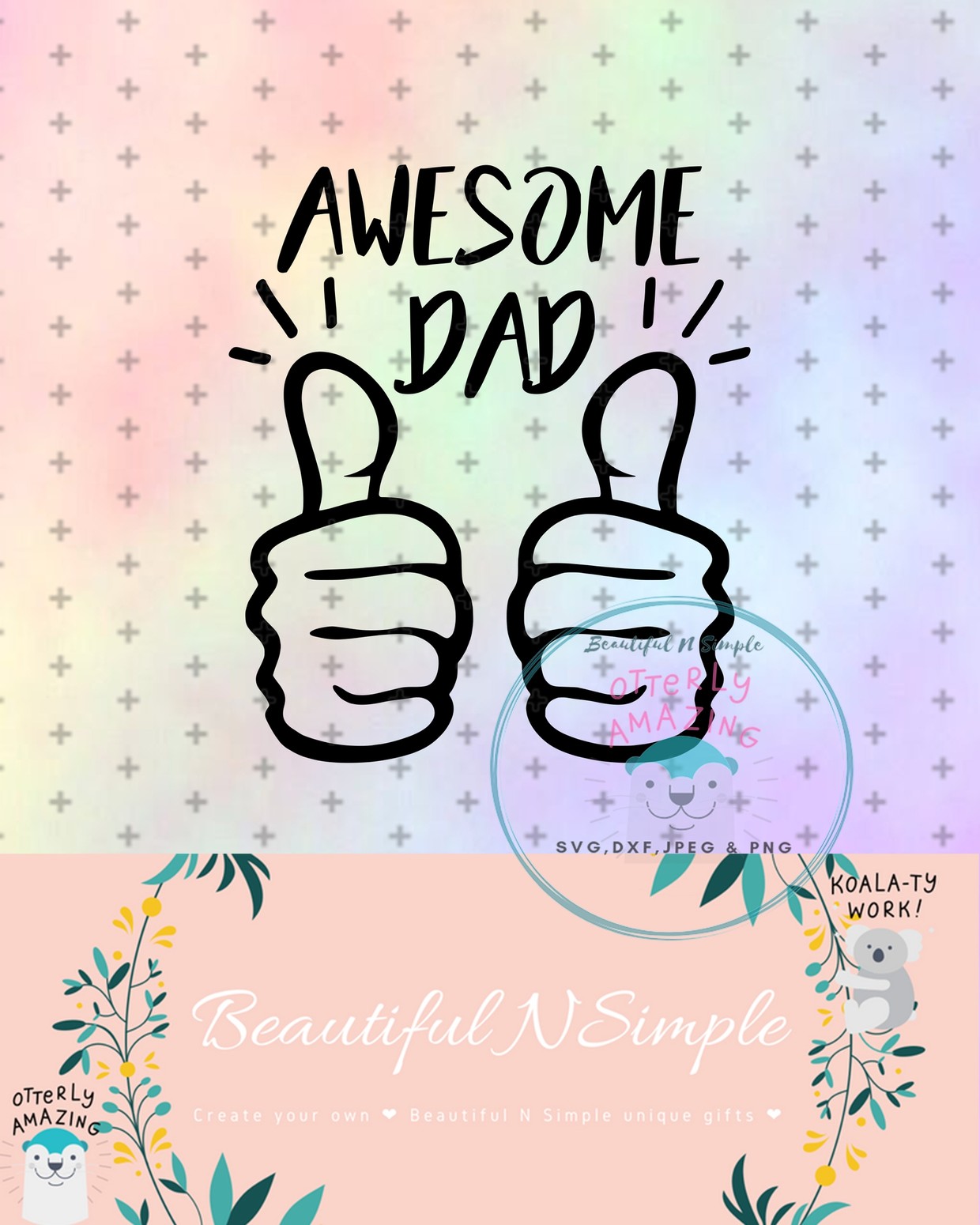 Download Awesome Dad SVG And DXF File Thumbs Up Father - BeautifulNSimple