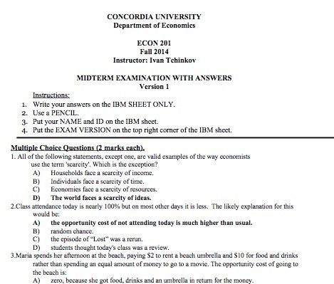 ECON 201 FINALS & MIDTERMS (20 EXAMS)