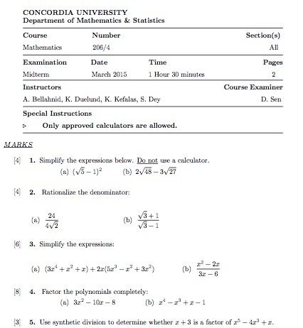 MATH 206 FINALS & MIDTERMS (22 EXAMS)