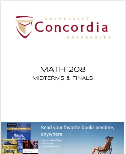 MATH 208 FINALS & MIDTERMS (20 EXAMS)