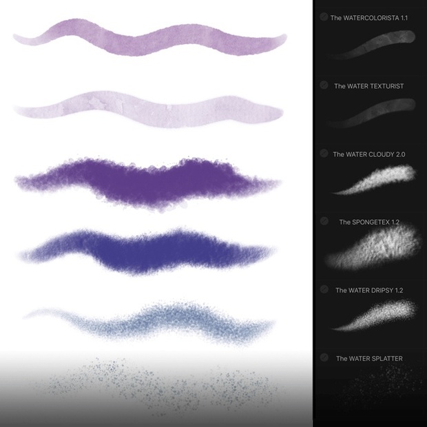 Georg's WATERLIES: 40+ Watercolor, Blending & Paint Brushes for Procreate