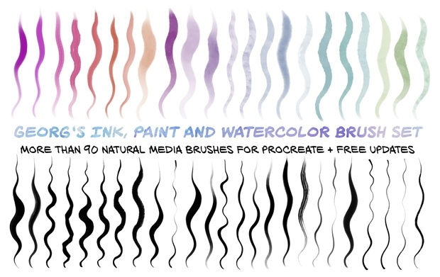 150+ WATERCOLOR, OIL PAINT & NATURAL MEDIA Paint Brush Bundle for Procreate