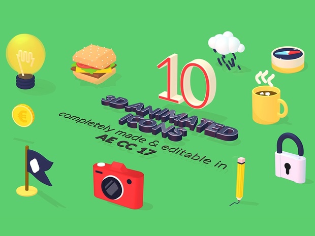 3D animated objects for After Effects Made with cinema 4d renderer VOL 1