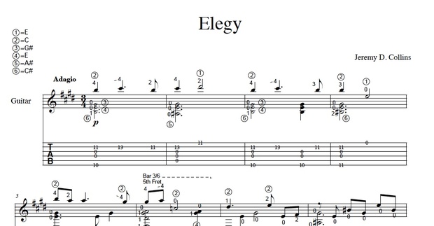 Elegy - by Jeremy Collins (Advanced Sheet Music for Solo Guitar)