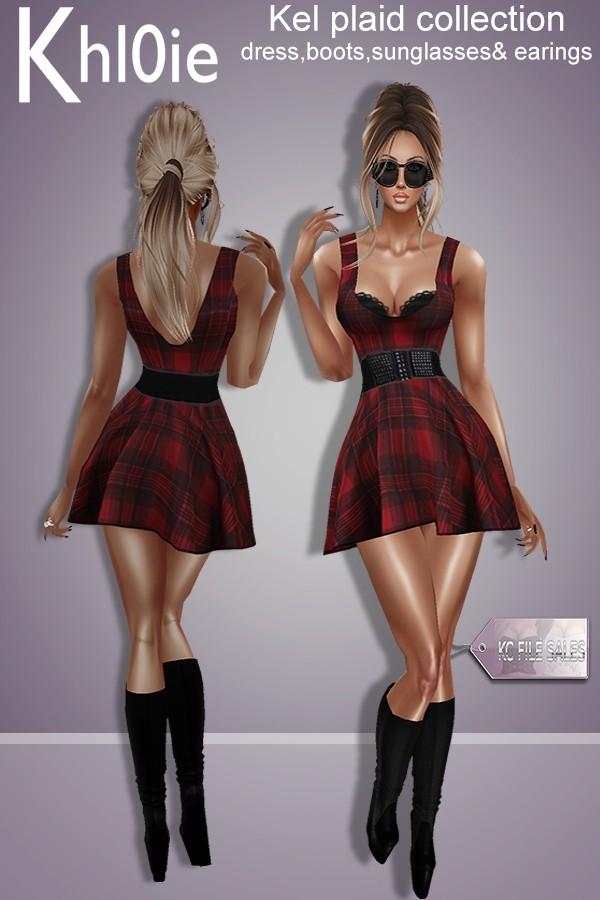Kel plaid collection ( dress, boots, sunglasses & earnings
