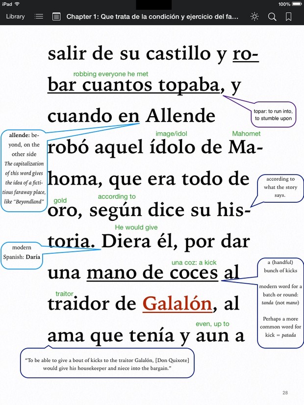 Chapter 1 of Don Quixote de la Mancha - annotated .ibooks format