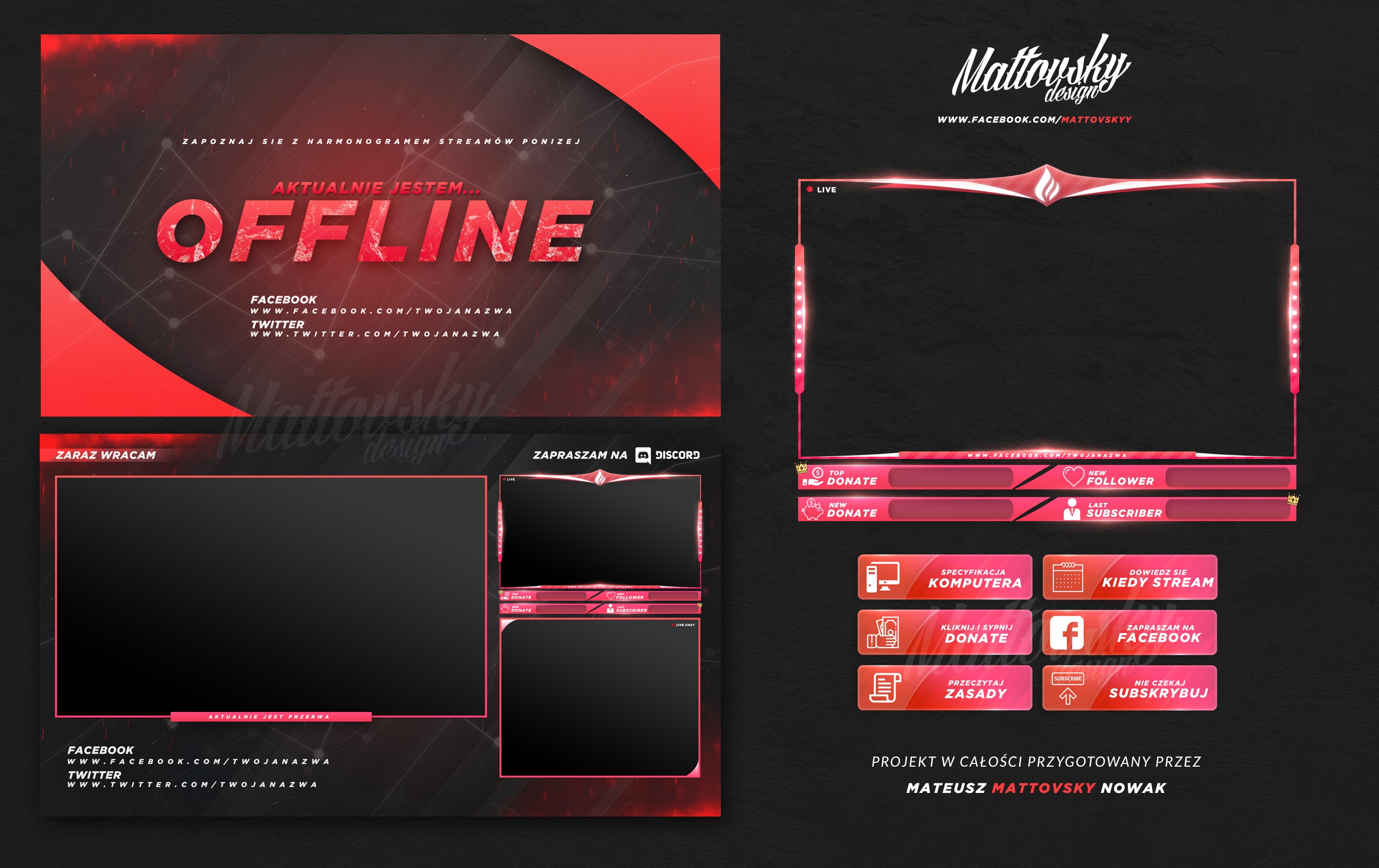 FREE TWITCH OVERLAY TEMPLATE - RED/BLACK