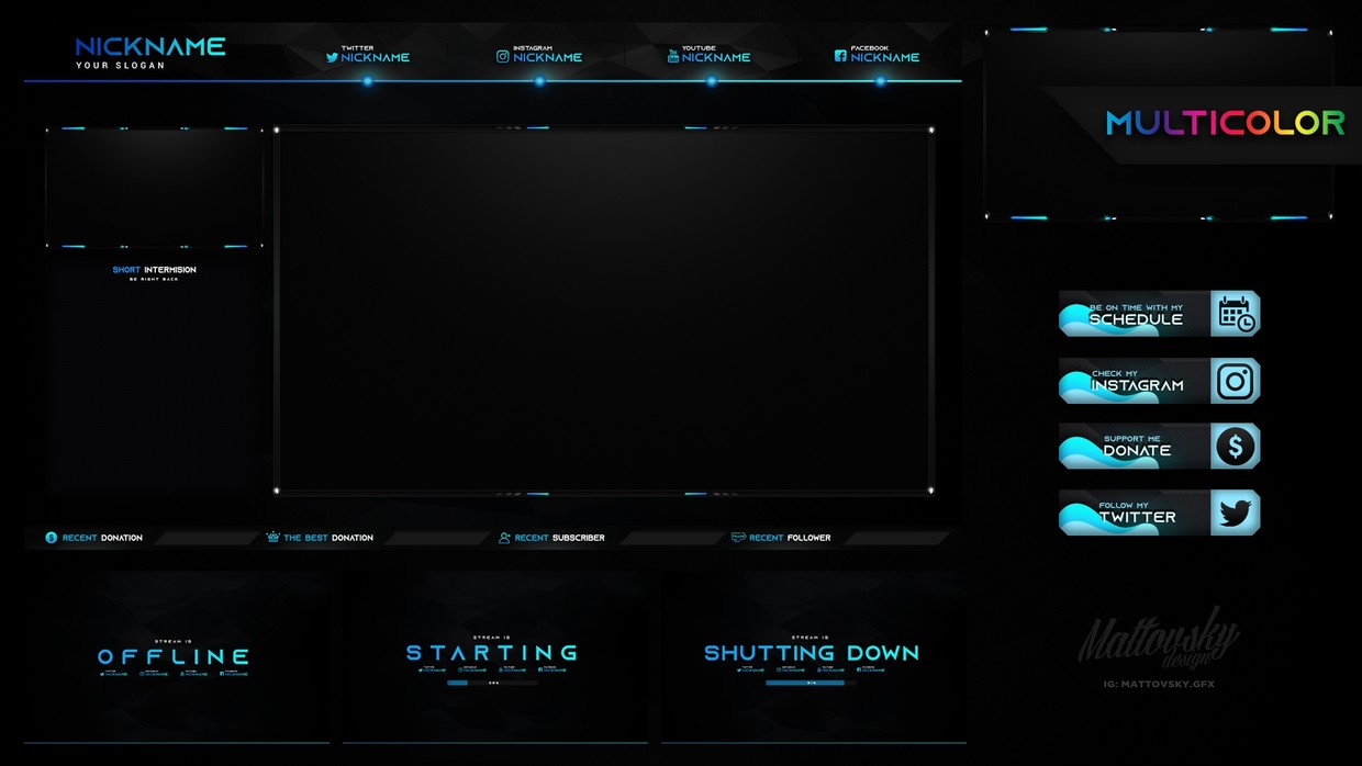 BEST TWITCH STREAM OVERLAY TEMPLATE + MULTICOLOR! - Mattovsky - Graphic