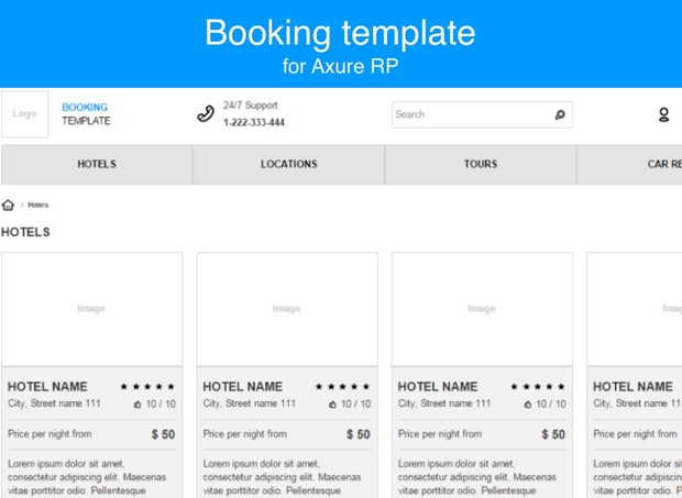 Axure template / Booking
