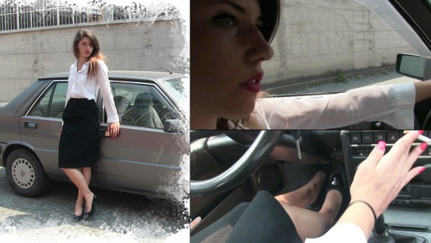 174 Miss Black Mamba drives the Lancia Prisma while smoking